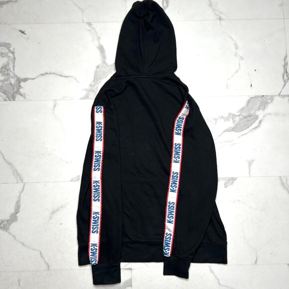 K-Swiss Black Logo Tape Hoodie | Men’s M | Retro Athletic Streetwear 🏁 - Picture 5 of 6